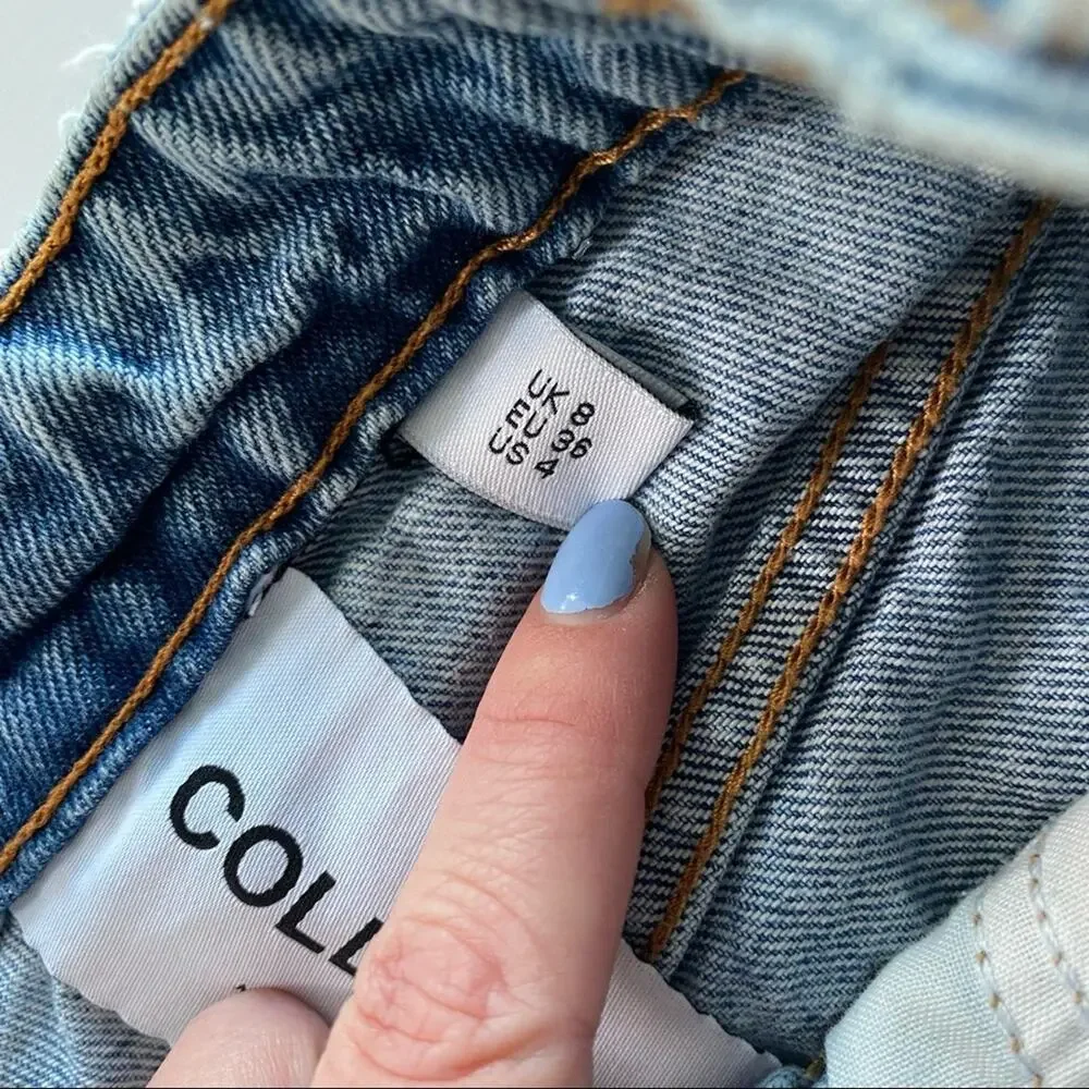 Collusion Long Length Bermuda Distressed Denim Shorts Size 4